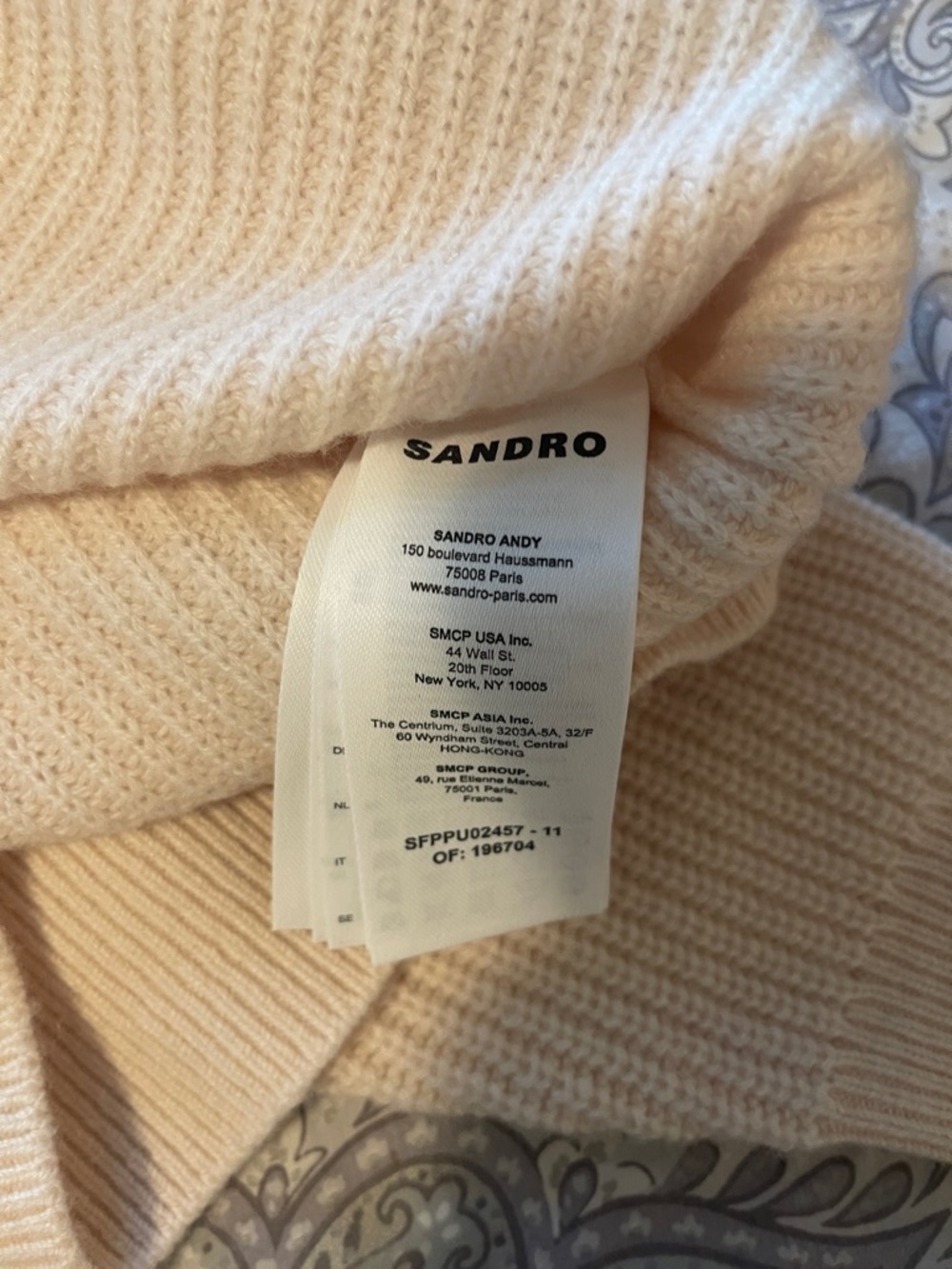 Sandro Cream Knit Turtleneck Sweater with Jeweled Collar - Picture 7 of 9